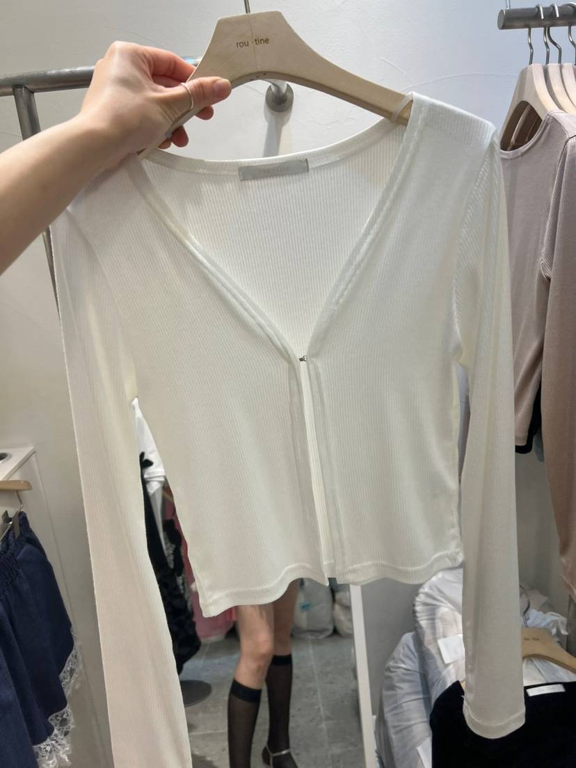 ROU.TINE直郵韓國代購㊣女裝新品休閑25春夏時尚針織衫開衫ROU.TINE針織衫