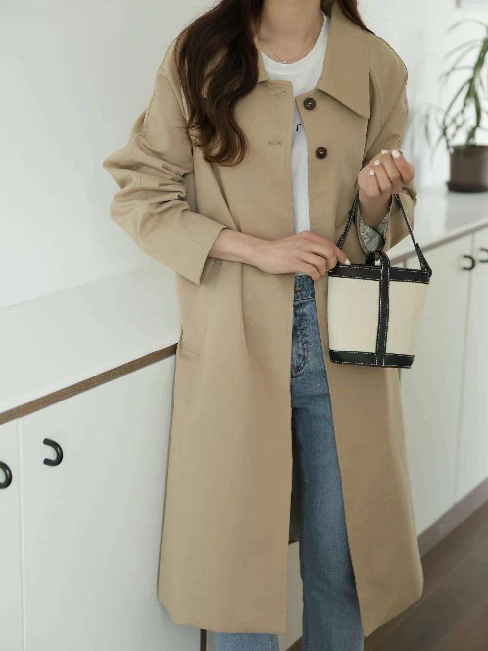 MU 뮤-T東大門直郵女士新品時尚熱賣人氣長款風衣含腰帶斗篷MU 뮤-T長款風衣