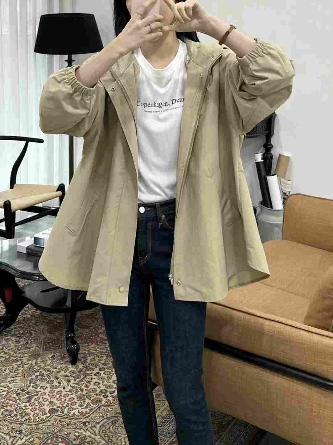 MU 뮤-T東大門直郵女士新品時尚25春夏推薦職業休閑夾克連帽MU 뮤-T夾克