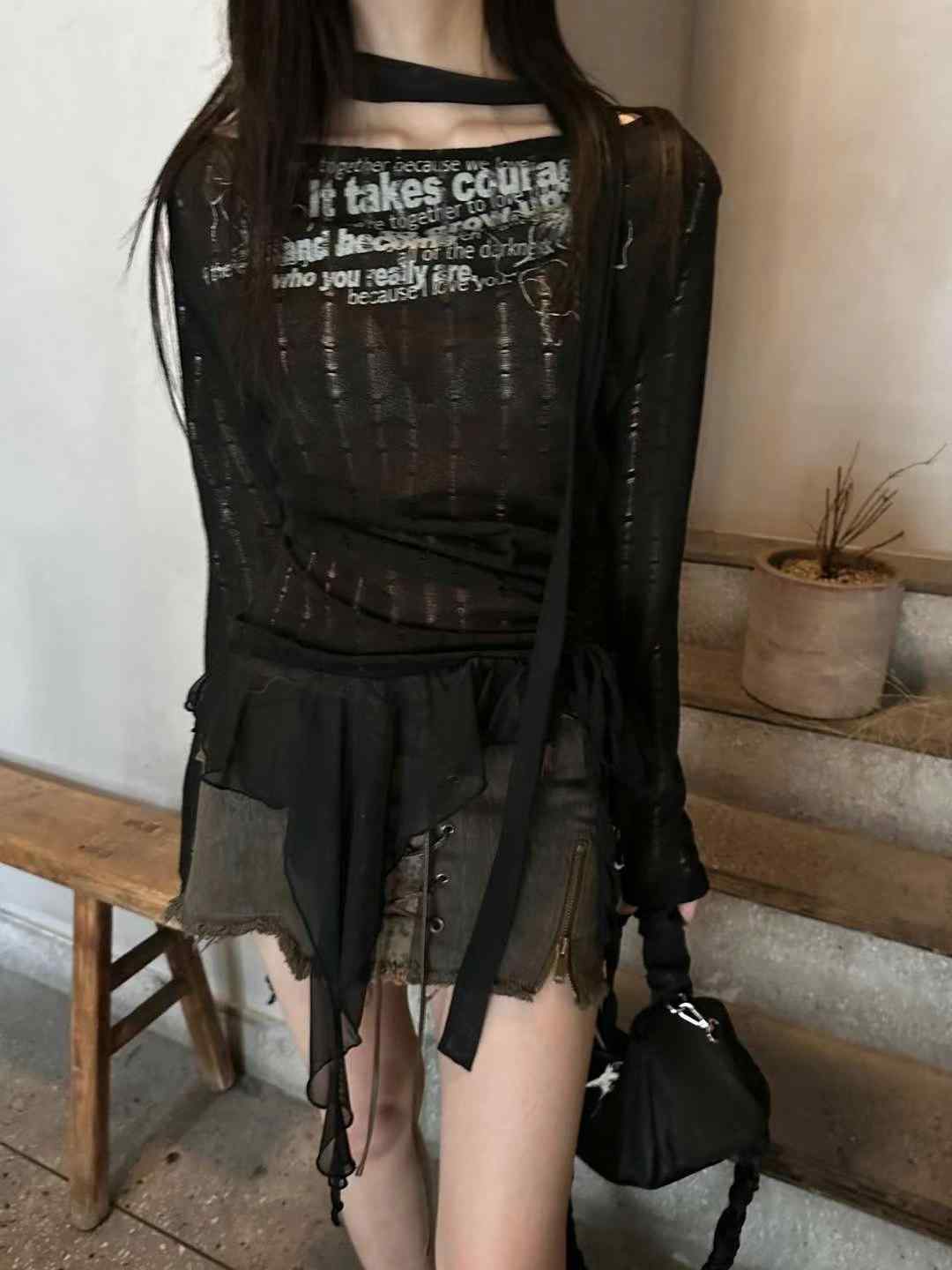 STREET東大門實拍女士新品時尚人氣25春夏真品針織衫含脖帶STREET針織衫