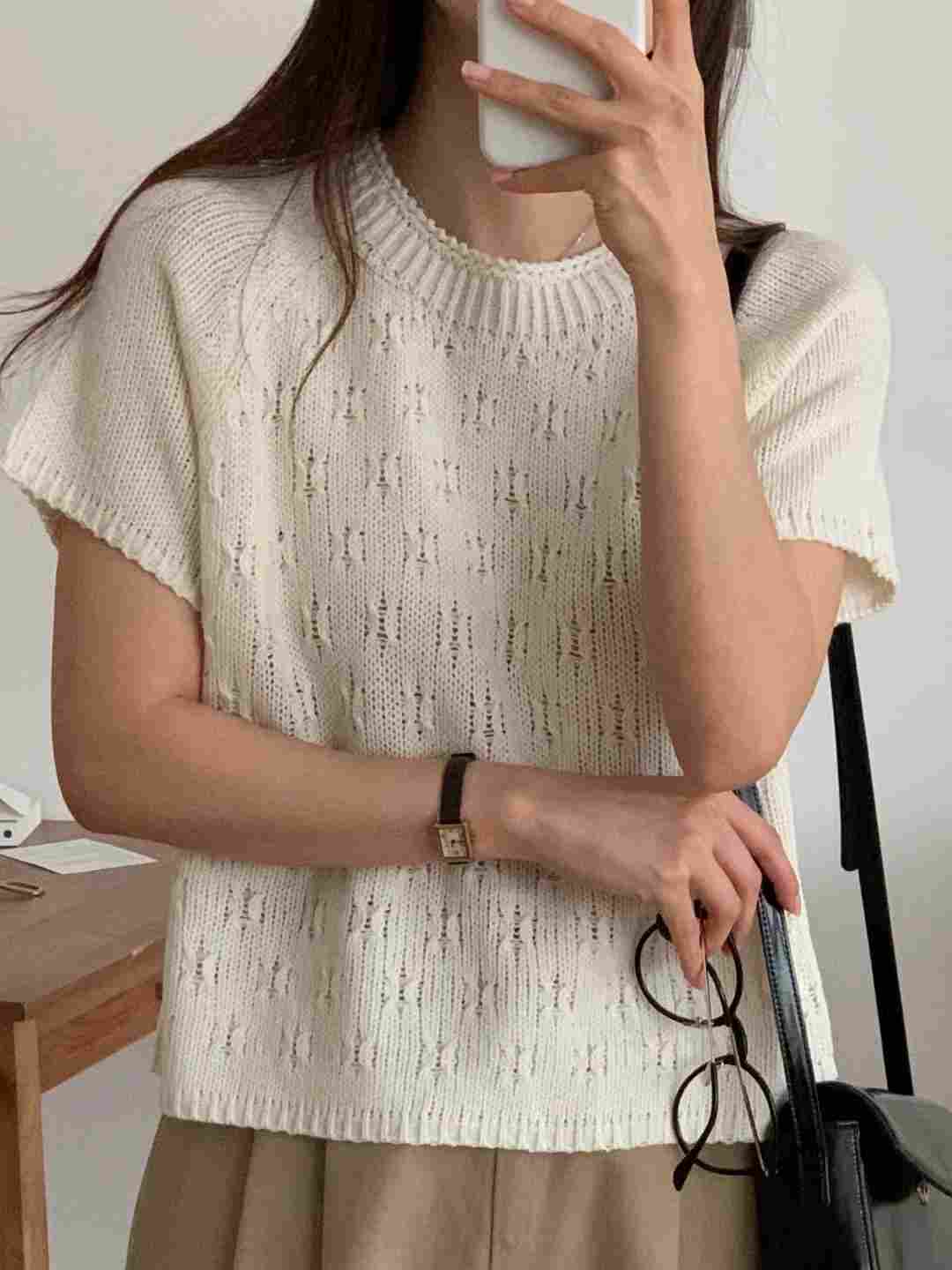 TDOUBLEJ韓國代購女士新品時尚真品熱賣25春夏人氣休閑針織衫TDOUBLEJ針織衫