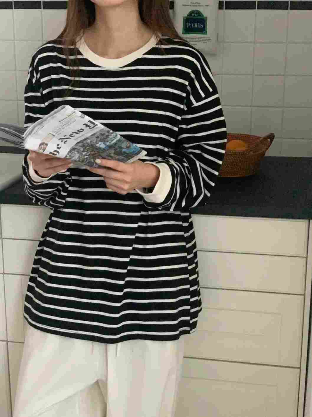 TDOUBLEJ韓國代購女裝新品熱賣人氣推薦時尚真品休閑長袖T恤TDOUBLEJ長袖T恤