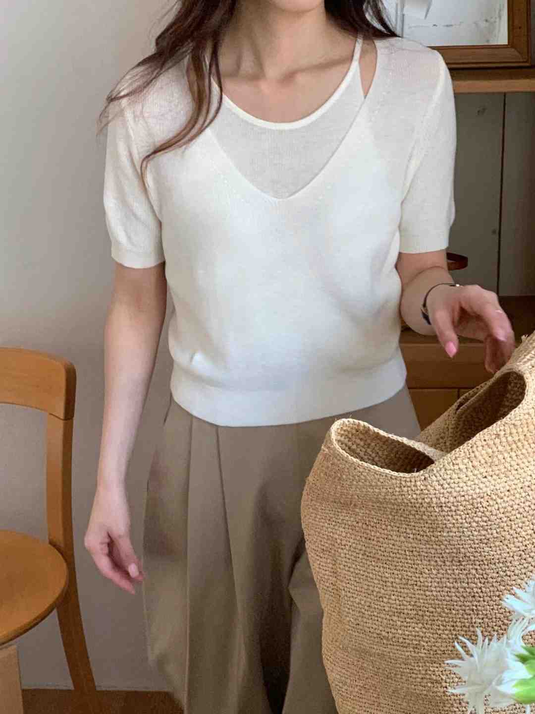 TDOUBLEJ東大門代購女裝新品時尚人氣25春夏真品職業針織衫TDOUBLEJ針織衫