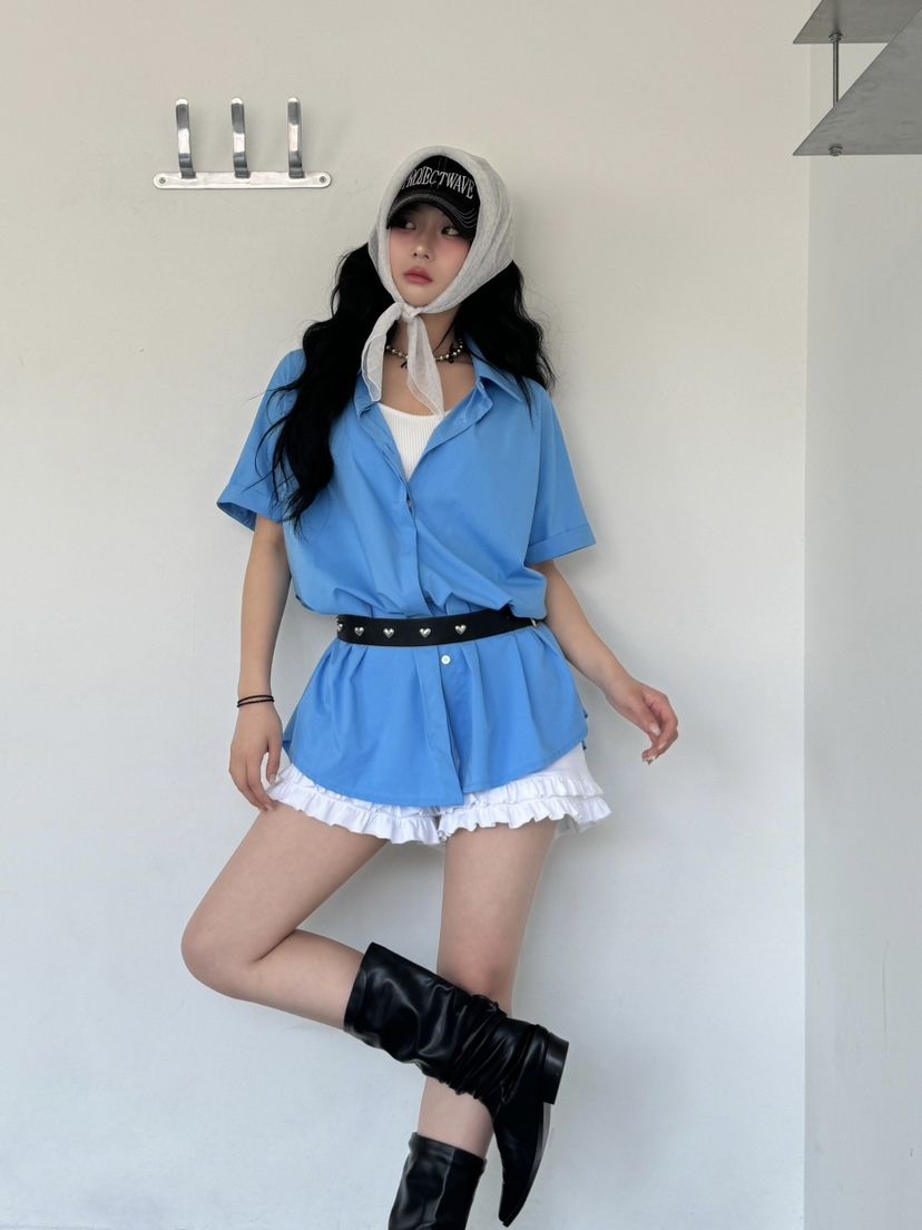 PIN-UP東大門代購女裝新款推薦休閑時尚熱賣人氣襯衫蕾絲衫PIN-UP襯衫/蕾絲衫