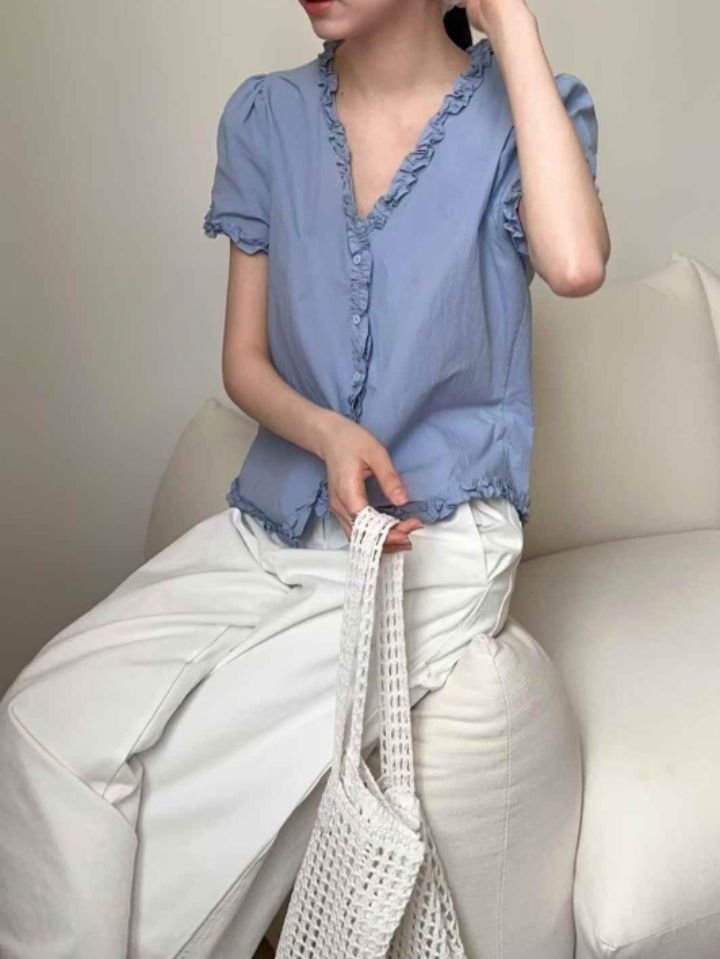 BOBBIE DOLL直郵韓國代購㊣女裝新品熱賣人氣25春夏襯衫蕾絲衫BOBBIE DOLL襯衫/蕾絲衫