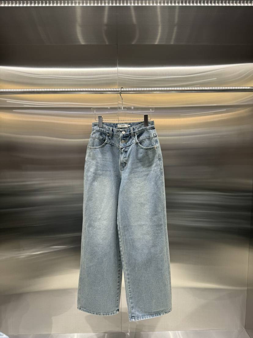 AMOOD韓國㊣直郵東大門代購女裝新品時尚推薦人氣牛仔褲紐扣AMOOD牛仔褲