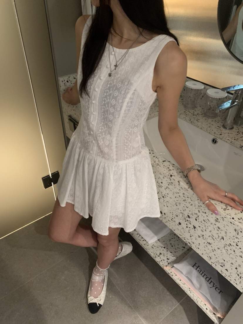 BADCALM韓國直郵㊣女裝新品熱賣休閑25春夏人氣時尚連衣裙刺繡BADCALM連衣裙