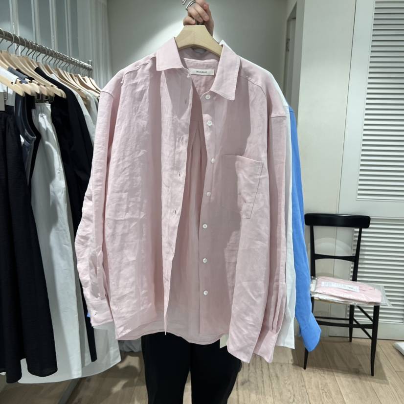 MONIQUE東大門代購女裝新款熱賣真品推薦襯衫蕾絲衫口袋亞麻MONIQUE襯衫/蕾絲衫