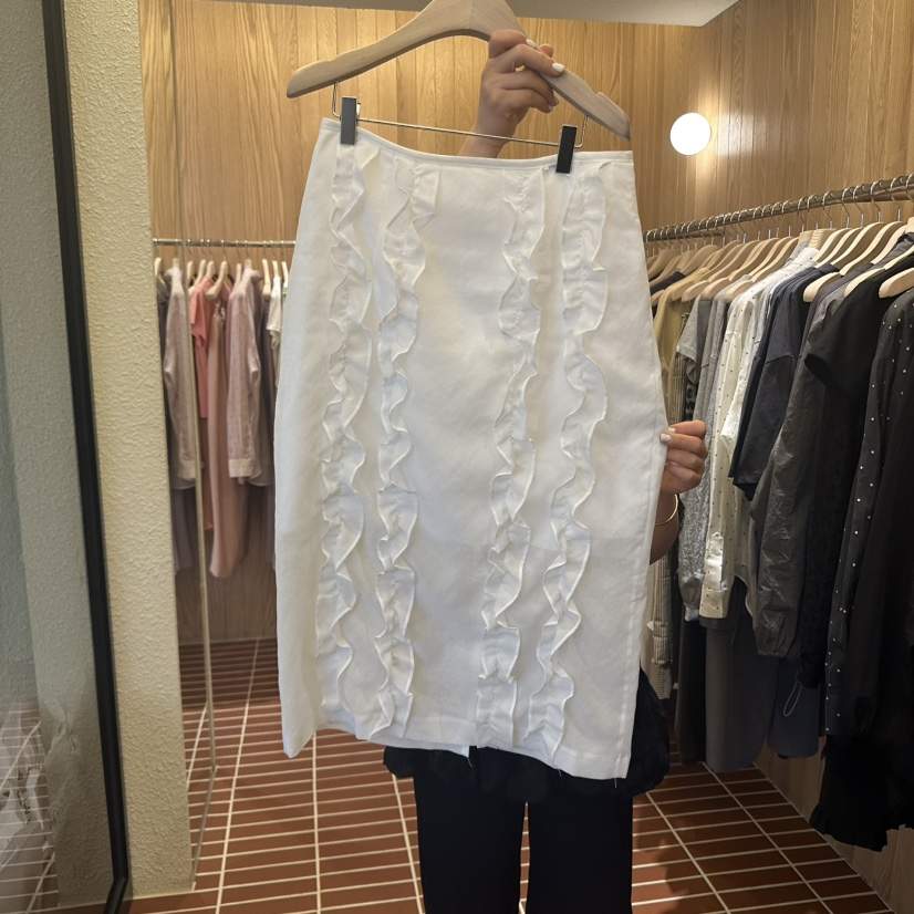 CHOI-L韓國直郵女士新品推薦人氣時尚25春夏職業長裙荷葉邊CHOI長裙