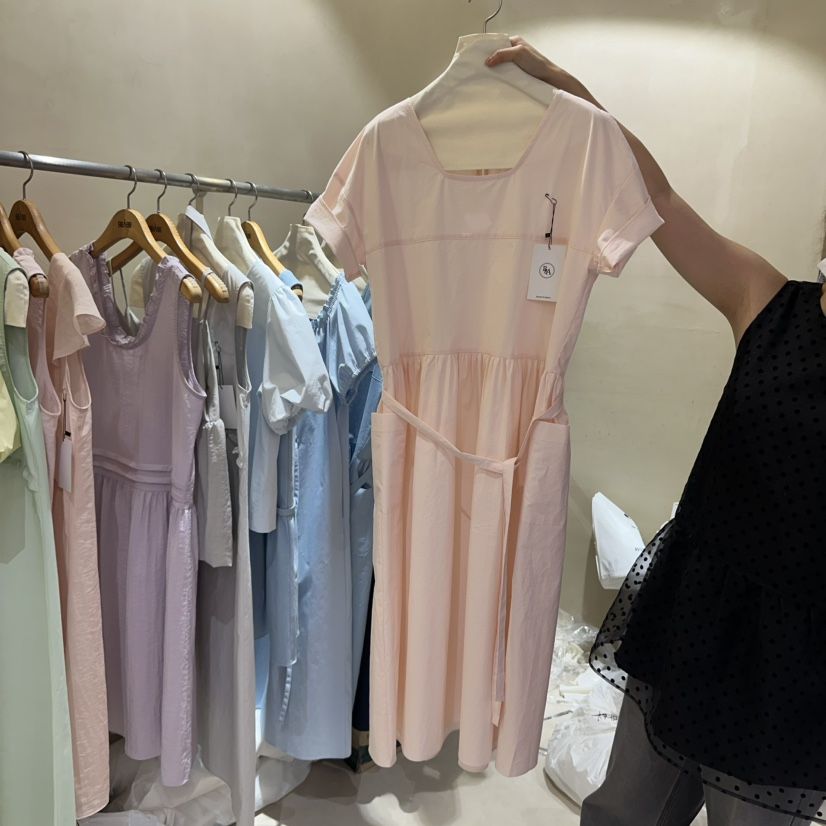 BBABBA-L東大門實拍女裝新品休閑25春夏時尚熱賣連衣裙含腰帶BBABBA-L連衣裙