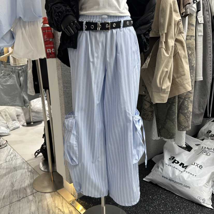 NUEUN東大門代購女士新款25春夏人氣熱賣休閑褲含腰帶套裝迷彩NUEUN/SEEOT休閑褲
