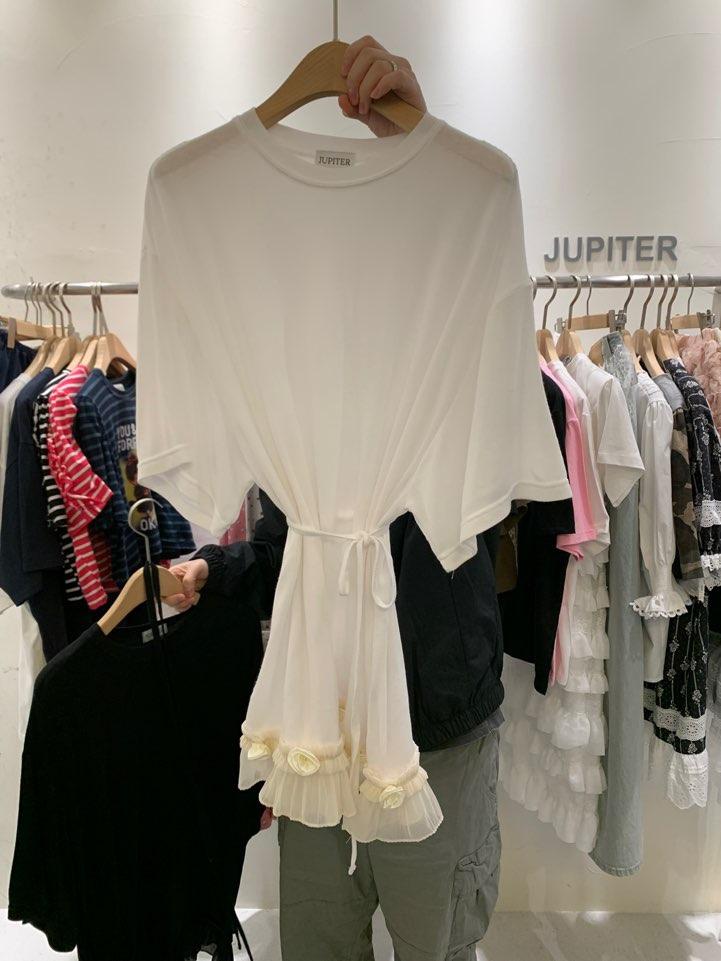 JUPITER韓國代購女士新品真品25春夏熱賣休閑長袖T恤含腰繩JUPITER長袖T恤