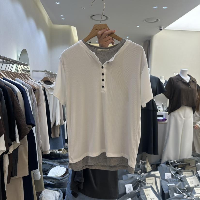 MATIERE東大門代購女裝新品休閑時尚推薦真品25春夏T恤假兩件MATIERET恤