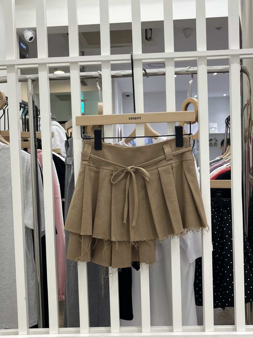 VENEFIT韓國㊣直郵東大門代購女裝新品推薦人氣休閑短裙含腰繩VENEFIT/JENNIE短裙