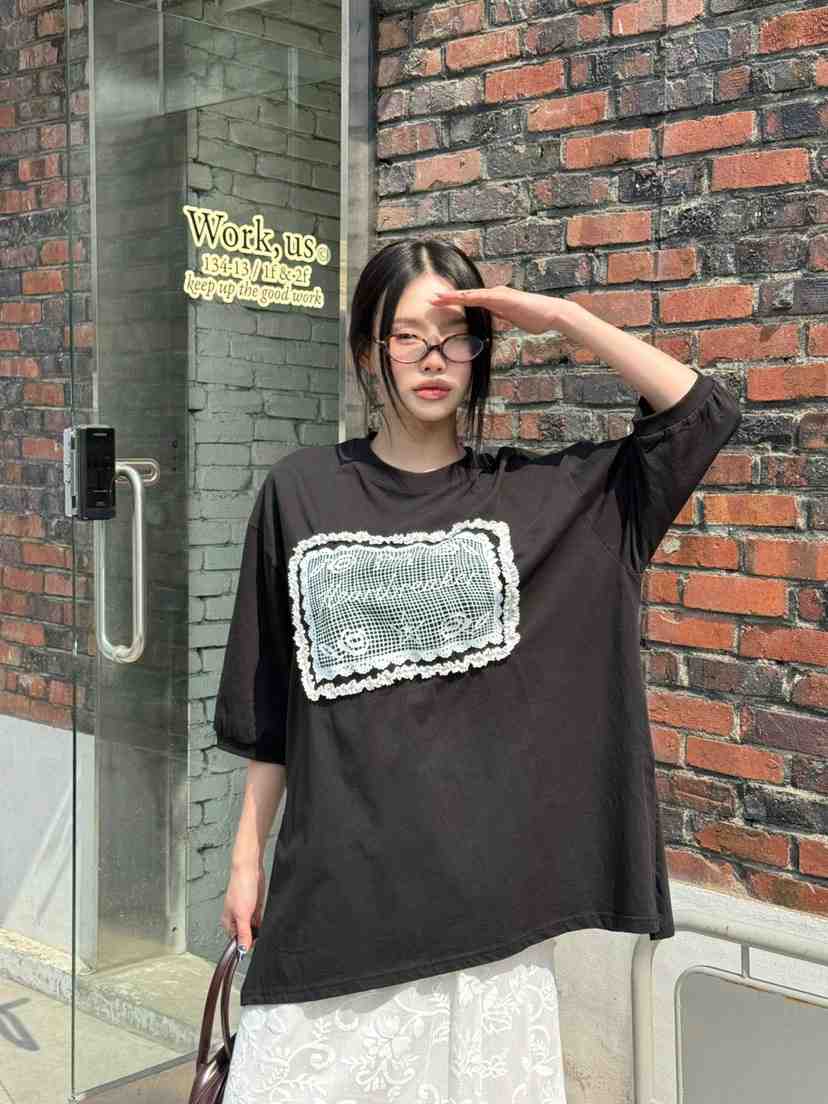MAISONDEGLORY韓國直郵㊣女裝新品推薦人氣25春夏休閑T恤蕾絲MAISON DE GLORYT恤