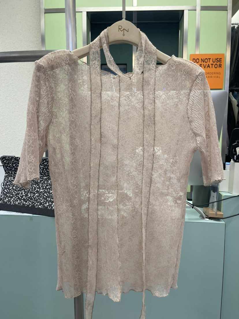 REIZ韓國㊣直郵東大門代購女裝新品休閑25春夏襯衫蕾絲衫含脖帶REIZ襯衫/蕾絲衫