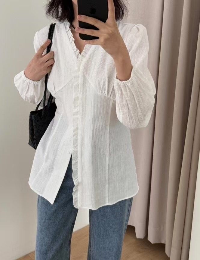 RAY_COMPANY東大門代購女士新品人氣休閑熱賣襯衫蕾絲衫荷葉邊RAY_COMPANY襯衫/蕾絲衫
