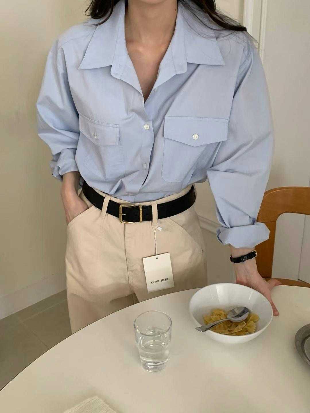COME HERE韓國㊣直郵東大門代購女裝新款時尚休閑襯衫蕾絲衫COME HERE襯衫/蕾絲衫