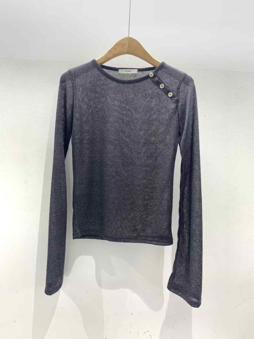 A LIKE韓國直郵㊣東大門實拍女裝新品25春夏針織衫透明紐扣A LIKE針織衫