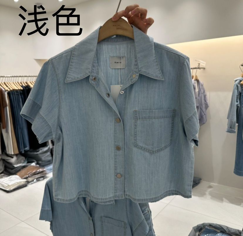BLUEI-D韓國㊣直郵東大門代購女裝新款25春夏人氣襯衫蕾絲衫Blue i-d襯衫/蕾絲衫