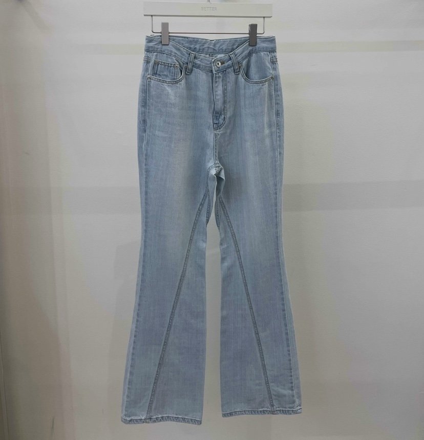 BETTER韓國㊣直郵東大門代購女裝新品推薦休閑牛仔褲喇叭鏤空BETTER牛仔褲