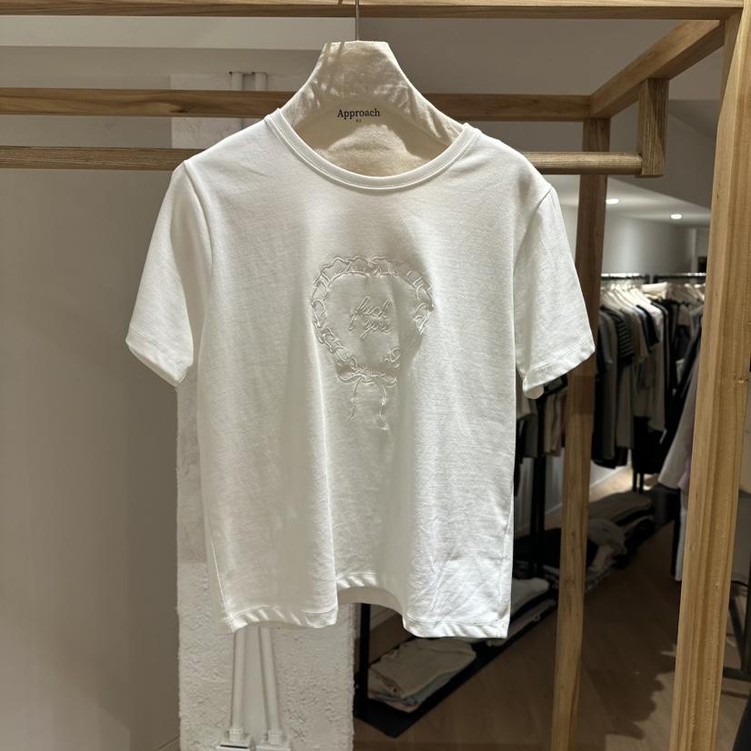 APPROACH0.1直郵韓國代購㊣女裝新品時尚推薦休閑25春夏T恤刺繡APPROACH0.1T恤