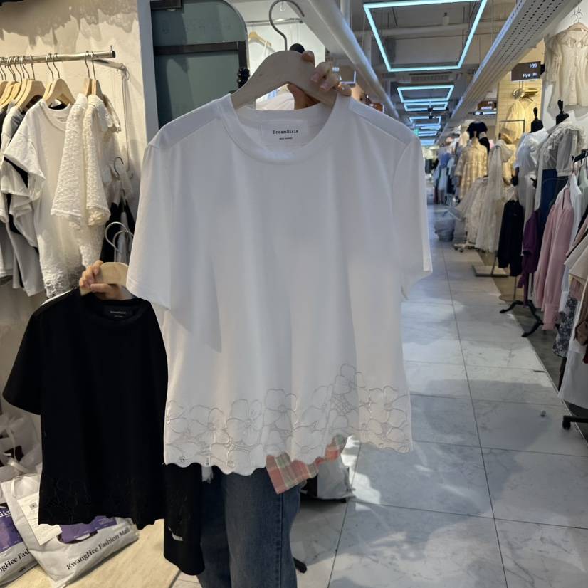 DREAM GIRIS韓國直郵㊣東大門實拍女裝新品休閑熱賣T恤刺繡DREAM GIRIS/HOT PLACET恤