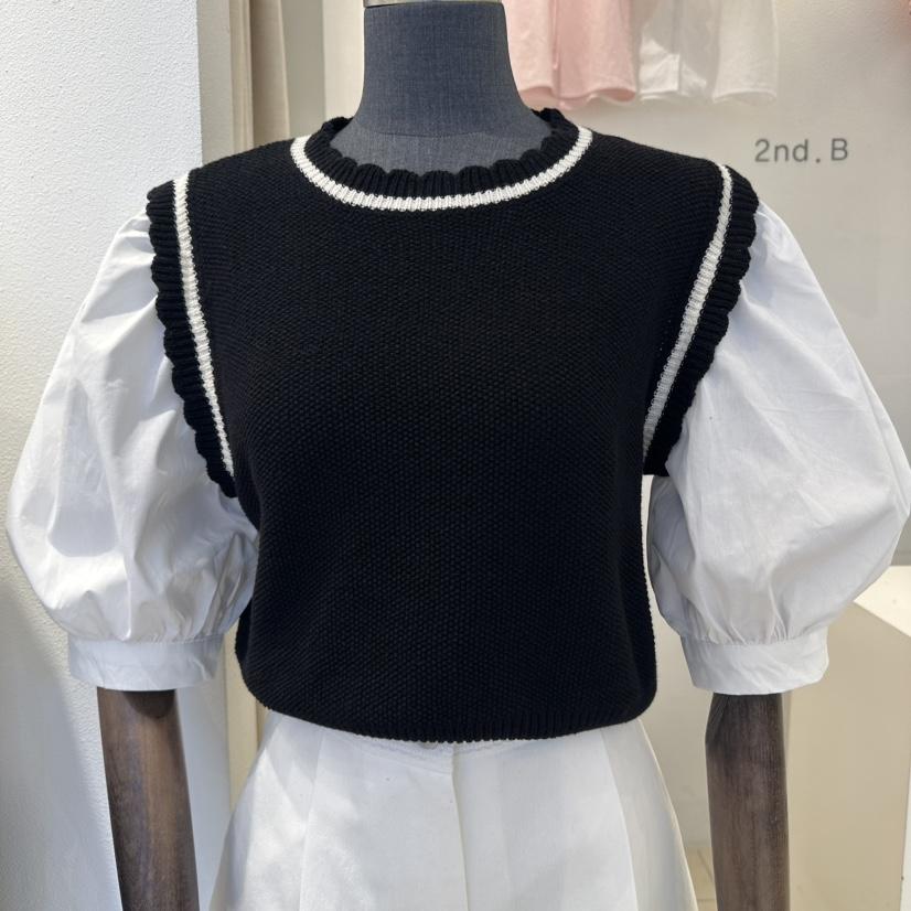 2nd B-S韓國㊣直郵東大門代購女裝新品熱賣休閑針織衫假兩件2nd B-S針織衫