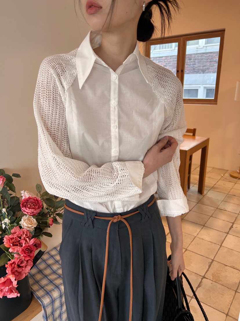 ME MO韓國直郵㊣女裝新品25春夏人氣推薦熱賣時尚襯衫蕾絲衫ME MO襯衫/蕾絲衫