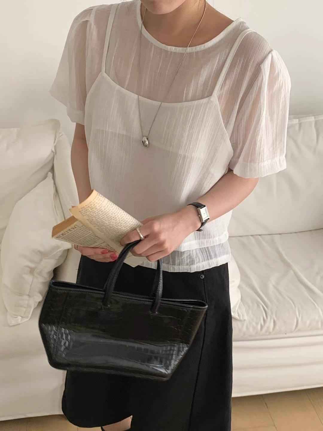 ONEMORETHING韓國代購女裝新款25春夏時尚人氣真品襯衫蕾絲衫ONEMORETHING襯衫/蕾絲衫