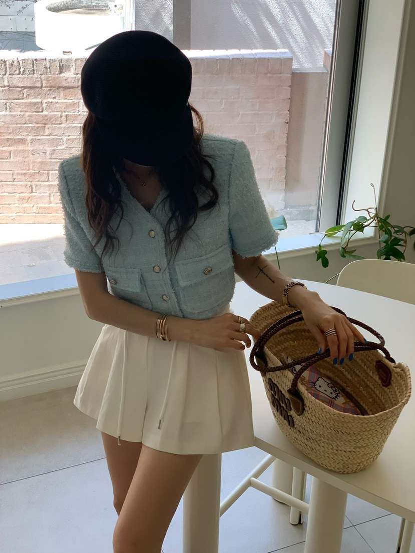 REVE CITE-L韓國直郵㊣女裝新品時尚熱賣推薦休閑夾克粗花呢REVE CITE夾克