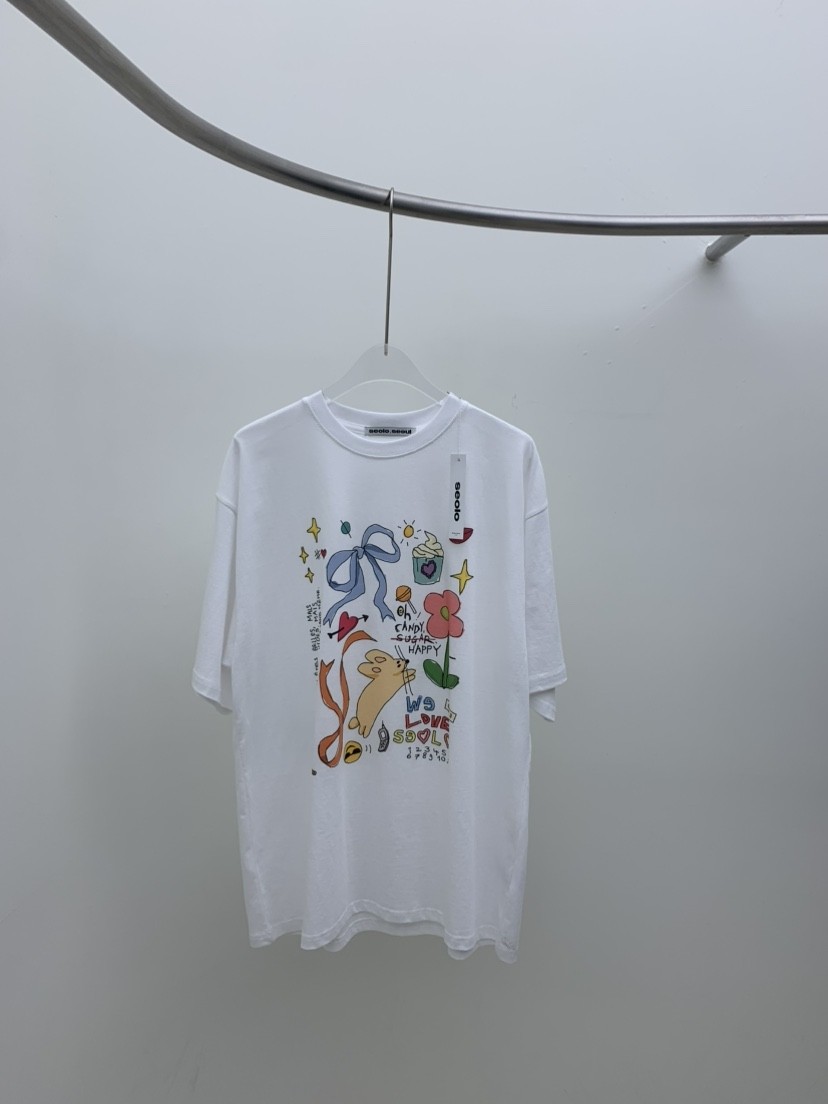 SEOLO直郵韓國代購㊣女裝新品25春夏時尚推薦人氣熱賣休閑T恤Seolo seoulT恤