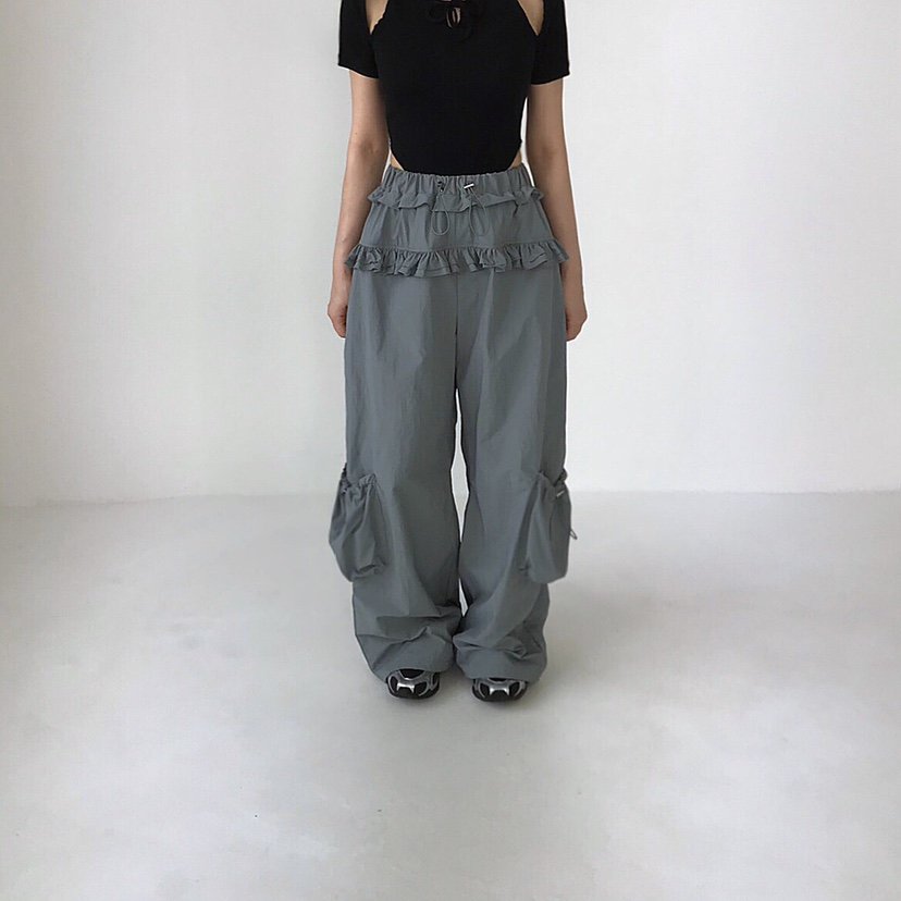 2TWO MOON韓國直郵㊣女裝新品時尚推薦25春夏休閑褲荷葉邊口袋2TWO MOON休閑褲