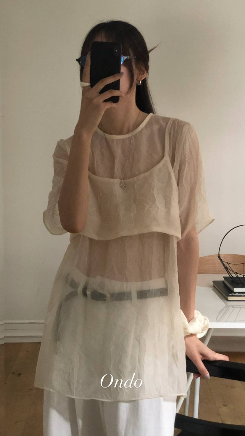 ONDO-P韓國直郵㊣女裝新品25春夏人氣休閑推薦襯衫蕾絲衫雙層ONDO-P襯衫/蕾絲衫