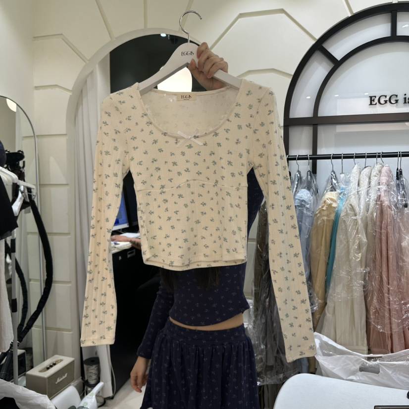 EGG IS韓國㊣直郵東大門代購女裝新品25春夏熱賣休閑長袖T恤EGG IS長袖T恤