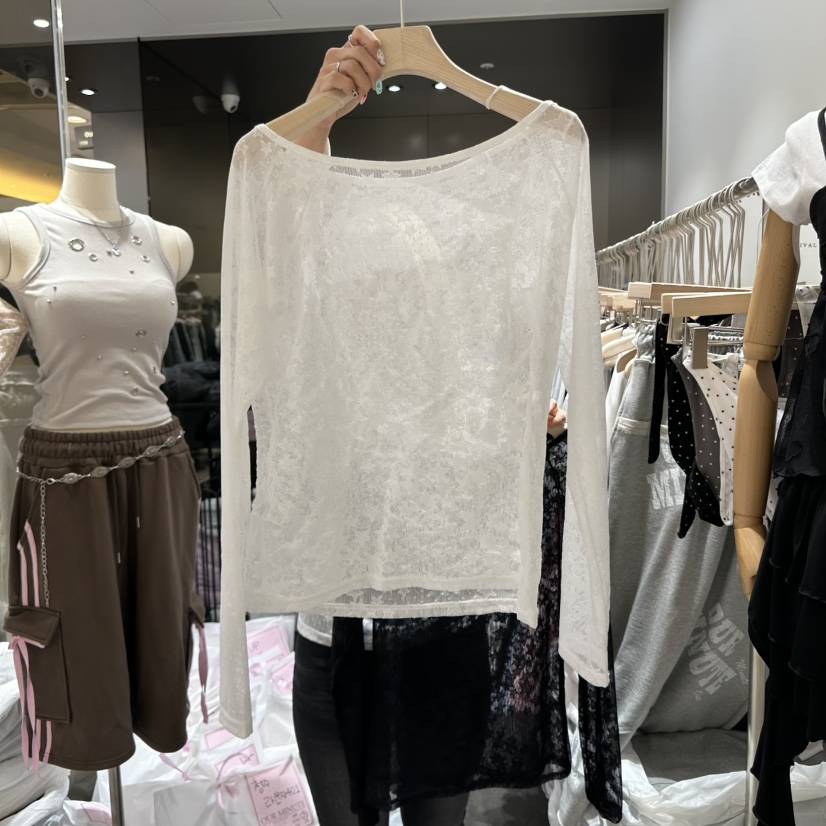 OUR MINUTE韓國直郵㊣女裝新品人氣推薦休閑襯衫蕾絲衫透視OUR MINUTE襯衫/蕾絲衫