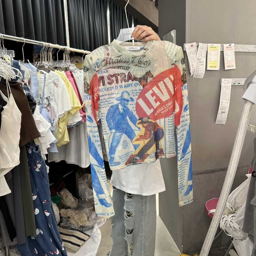 MOMAZU韓國㊣直郵東大門代購女裝新品時尚人氣推薦長袖T恤透視MOMAZU長袖T恤