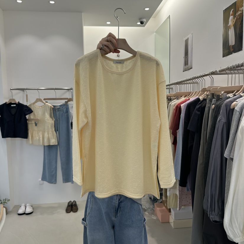 RIVER RAIN韓國㊣直郵東大門代購女裝新品休閑25春夏長袖T恤RIVER RAIN長袖T恤