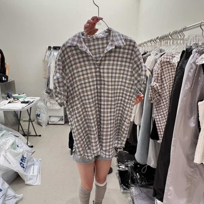 PADO韓國直郵㊣女裝新品休閑熱賣時尚推薦人氣襯衫蕾絲衫格紋PADO襯衫/蕾絲衫