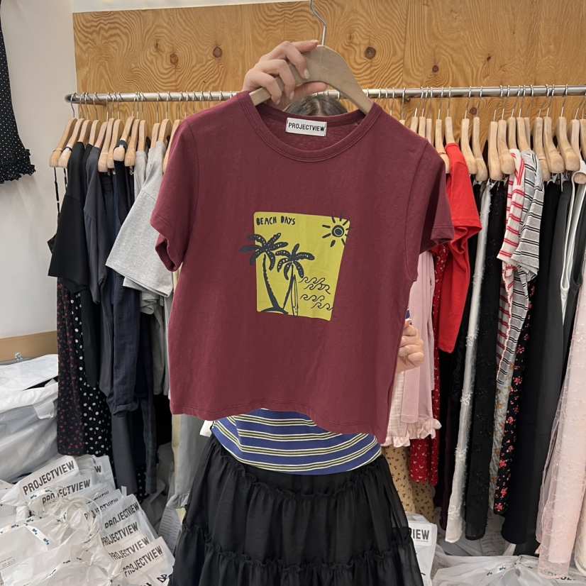 PROJECTVIEW直郵韓國代購㊣女裝新款時尚推薦熱賣休閑25春夏T恤PROJECTVIEWT恤