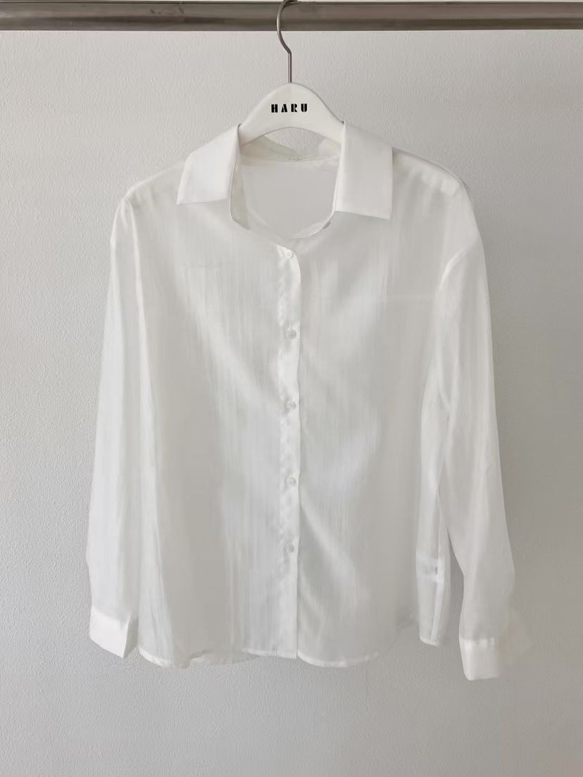 HARU韓國㊣直郵東大門代購女裝新品25春夏人氣襯衫蕾絲衫透明HARU襯衫/蕾絲衫