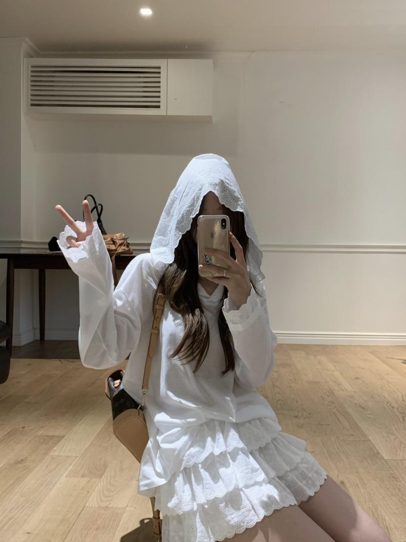 VIRKIN韓國直郵㊣女裝新品25春夏推薦熱賣休閑長袖T恤連帽衫VIRKIN長袖T恤