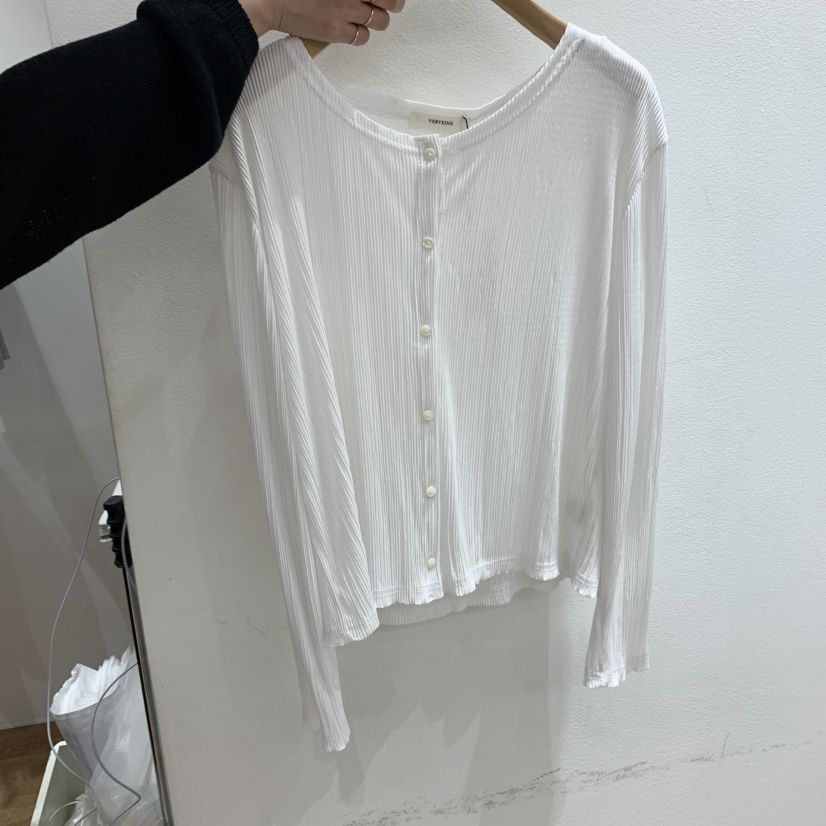 VERVEINE韓國直郵㊣女裝新品熱賣25春夏休閑長袖T恤褶皺開衫VERVEINE長袖T恤