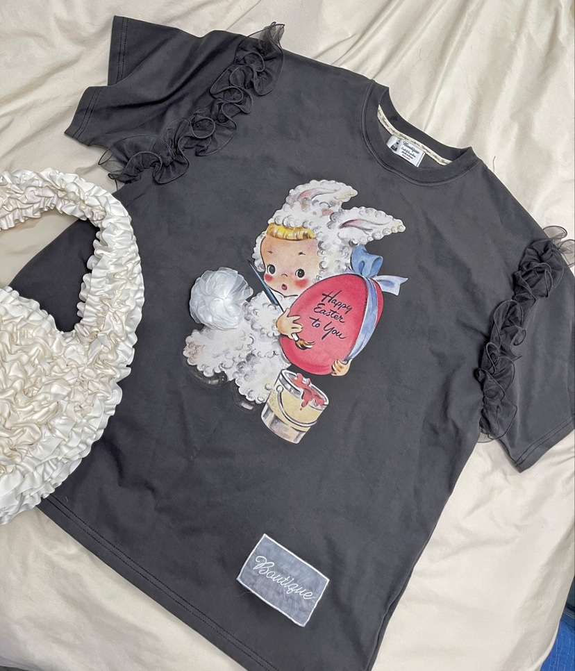 BOUTIQUE-L韓國代購女裝新品25春夏真品熱賣時尚人氣休閑T恤BOUTIQUE-LT恤