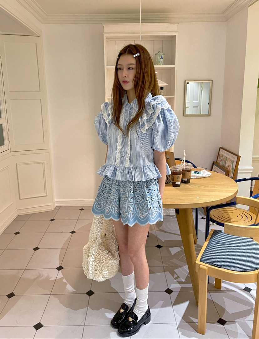 BOUTIQUE-L韓國代購女裝新款熱賣人氣時尚休閑推薦襯衫蕾絲衫BOUTIQUE-L襯衫/蕾絲衫