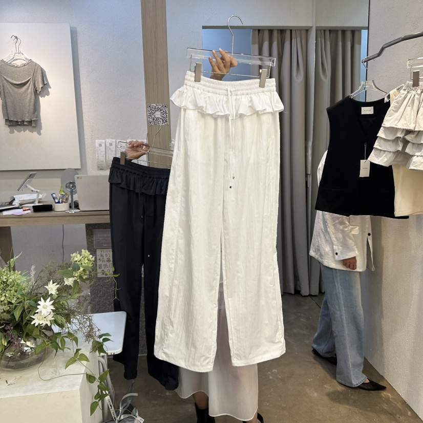PLOVER韓國直郵女士新品時尚熱賣職業休閑25春夏休閑褲荷葉邊PLO_VER休閑褲