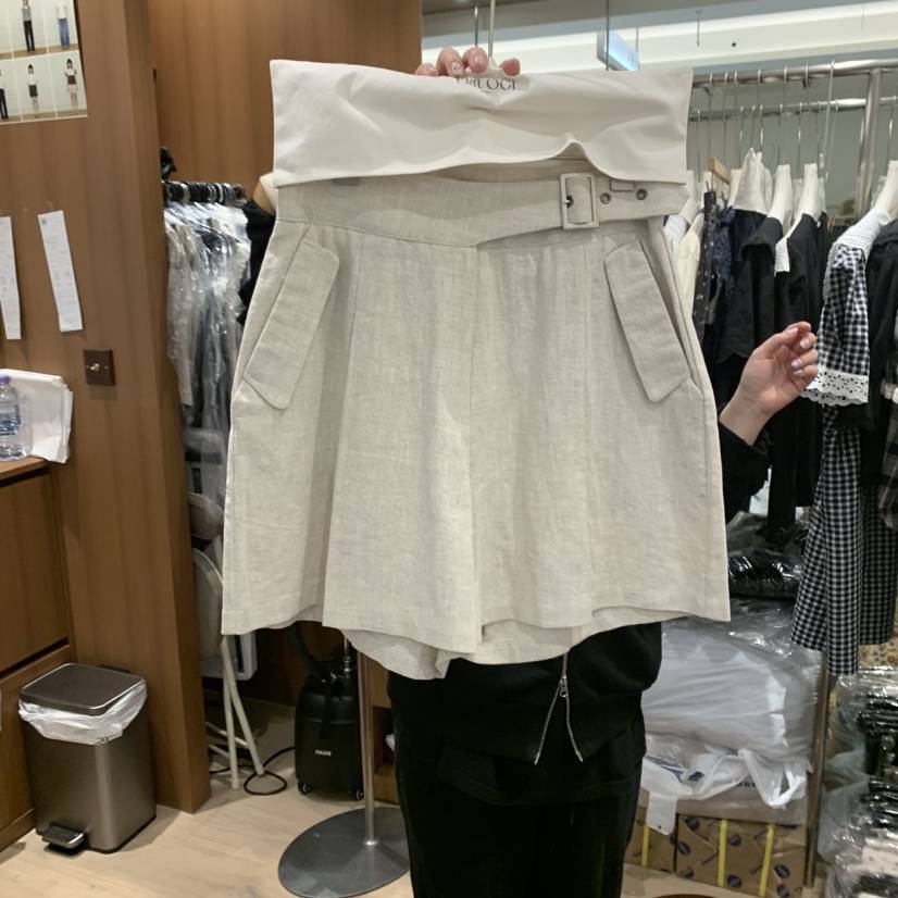 OGI東大門實拍女士新款休閑人氣熱賣時尚25春夏職業短裙亞麻FLat OGI短裙