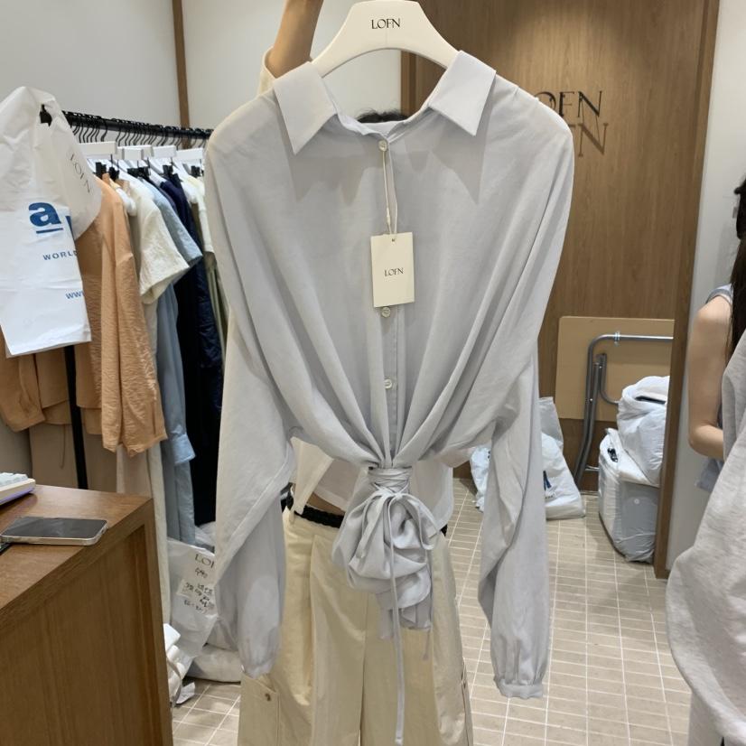 LOFN東大門代購女裝新款時尚休閑25春夏人氣職業襯衫蕾絲衫LOFN襯衫/蕾絲衫