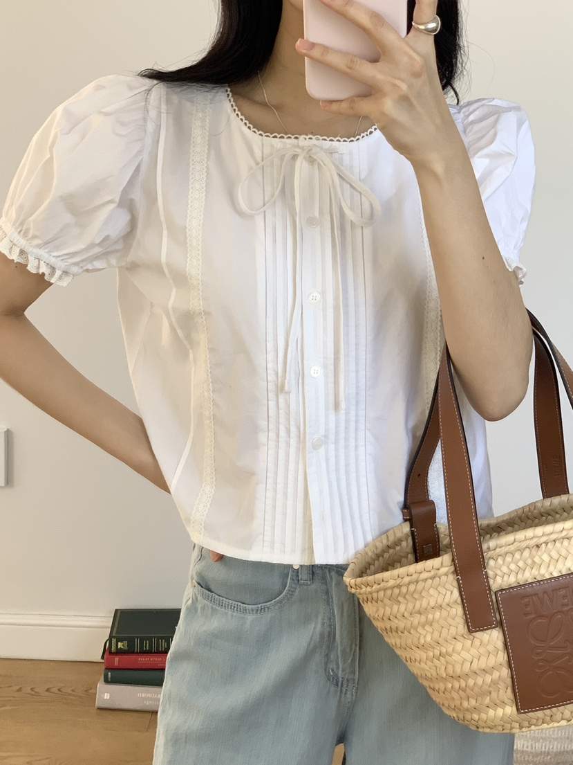 FRILL-T東大門實拍女裝新品熱賣真品休閑25春夏襯衫蕾絲衫FRILL-T襯衫/蕾絲衫