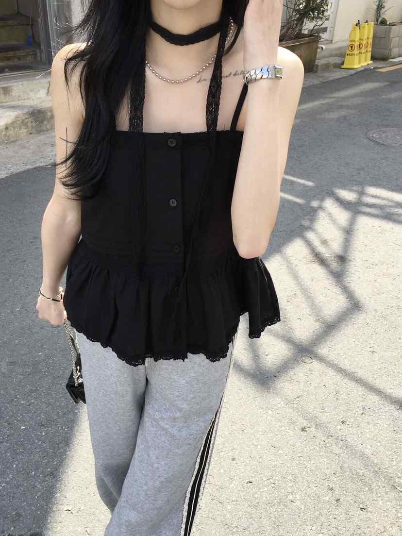 FRILL-T東大門代購女裝新款休閑推薦人氣熱賣吊帶背心含脖帶FRILL-T吊帶/背心